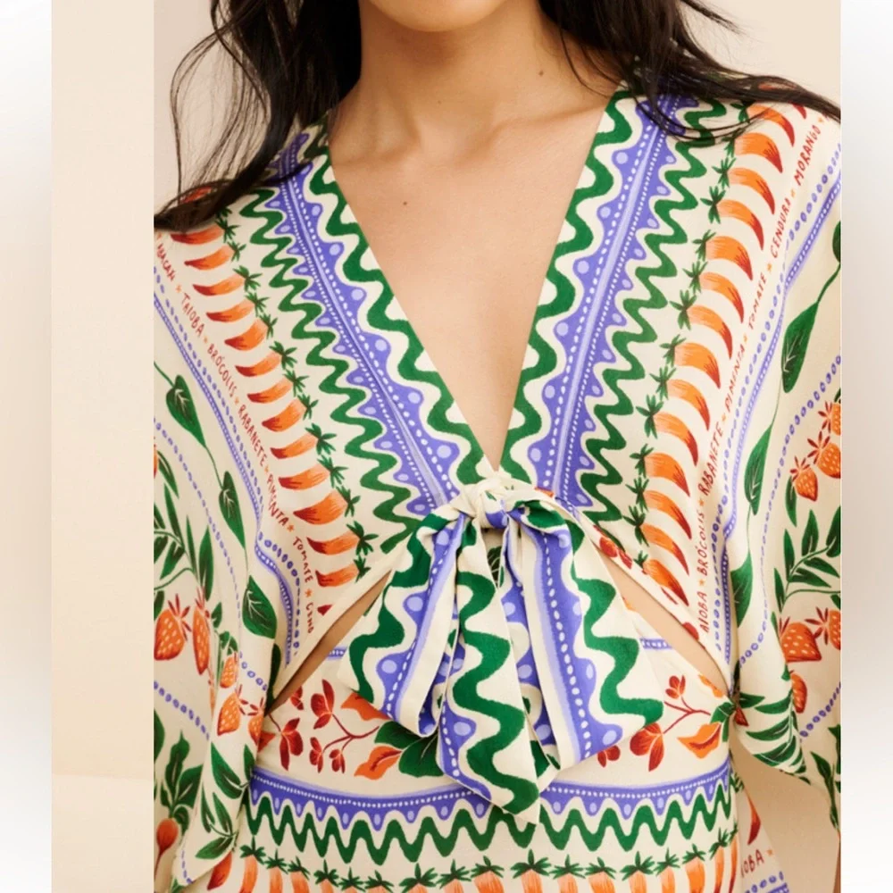 FARM Rio  V-neck Kaftan Maxi Cut out Dress - Picture 7 of 8